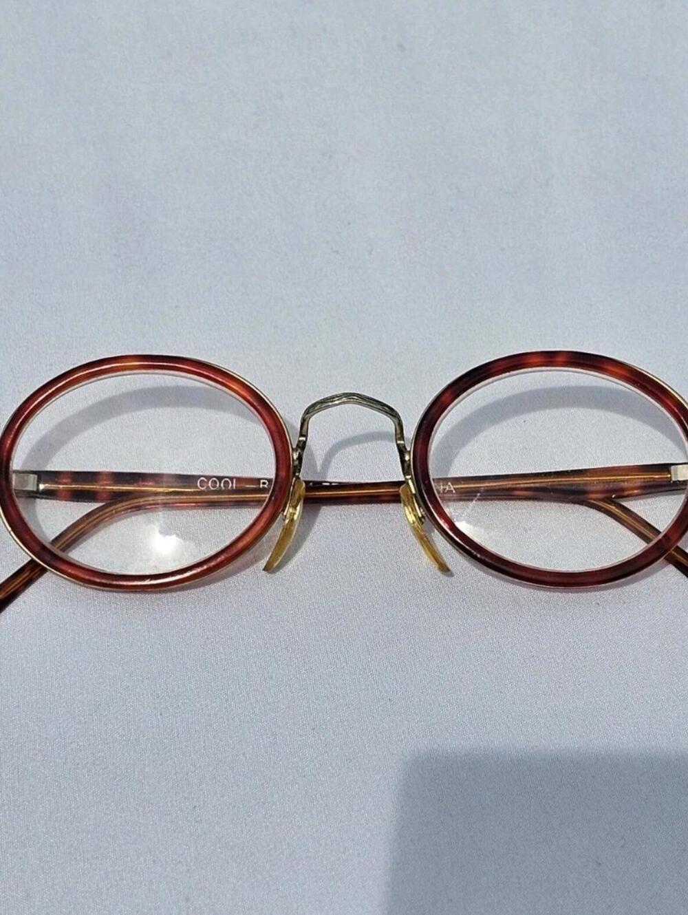 Vintage Cool Rays Round Frames Only Eyeglasses Red Tourtise Shell And Gold